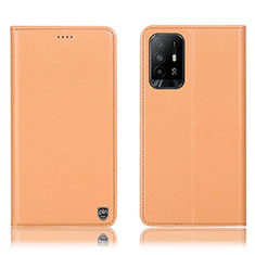 Custodia Portafoglio In Pelle Cover con Supporto H21P per Oppo Reno5 Z 5G Arancione