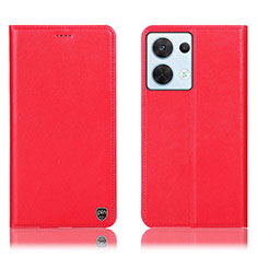 Custodia Portafoglio In Pelle Cover con Supporto H21P per Oppo Reno8 5G Rosso