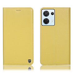 Custodia Portafoglio In Pelle Cover con Supporto H21P per Oppo Reno9 5G Giallo