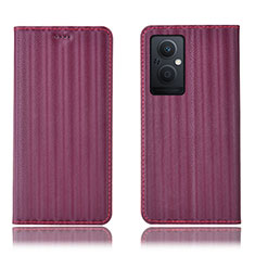 Custodia Portafoglio In Pelle Cover con Supporto H23P per Oppo A96 5G Rosso Rosa