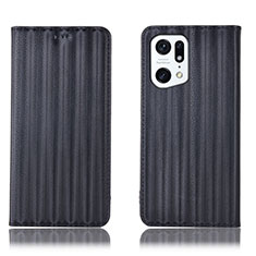 Custodia Portafoglio In Pelle Cover con Supporto H23P per Oppo Find X5 Pro 5G Nero