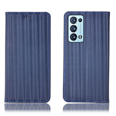 Custodia Portafoglio In Pelle Cover con Supporto H23P per Oppo Reno6 Pro 5G Blu