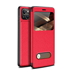 Custodia Portafoglio In Pelle Cover con Supporto H24 per Apple iPhone 15 Rosso