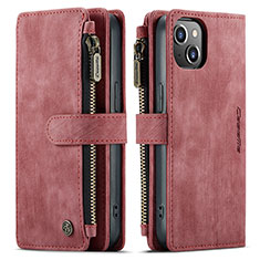 Custodia Portafoglio In Pelle Cover con Supporto H28 per Apple iPhone 13 Mini Rosso