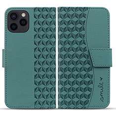 Custodia Portafoglio In Pelle Cover con Supporto HF1 per Apple iPhone 14 Pro Verde