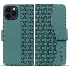 Custodia Portafoglio In Pelle Cover con Supporto HF1 per Apple iPhone 16 Pro Verde