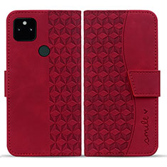 Custodia Portafoglio In Pelle Cover con Supporto HF1 per Google Pixel 5a 5G Rosso