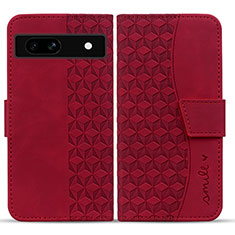 Custodia Portafoglio In Pelle Cover con Supporto HF1 per Google Pixel 7a 5G Rosso