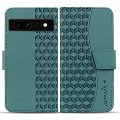 Custodia Portafoglio In Pelle Cover con Supporto HF1 per Google Pixel 7a 5G Verde