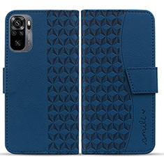 Custodia Portafoglio In Pelle Cover con Supporto HF1 per Xiaomi Redmi Note 10 4G Blu