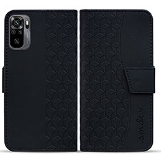 Custodia Portafoglio In Pelle Cover con Supporto HF1 per Xiaomi Redmi Note 10 4G Nero