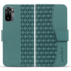 Custodia Portafoglio In Pelle Cover con Supporto HF1 per Xiaomi Redmi Note 10 4G Verde