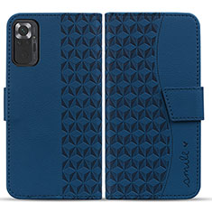 Custodia Portafoglio In Pelle Cover con Supporto HF1 per Xiaomi Redmi Note 10 Pro 4G Blu