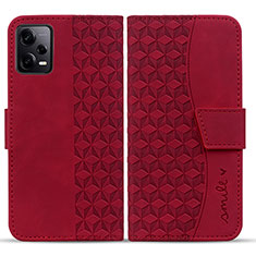 Custodia Portafoglio In Pelle Cover con Supporto HF1 per Xiaomi Redmi Note 12 Explorer Rosso