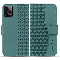 Custodia Portafoglio In Pelle Cover con Supporto HF1 per Xiaomi Redmi Note 12 Explorer Verde