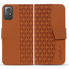 Custodia Portafoglio In Pelle Cover con Supporto HF1 per Xiaomi Redmi Note 12S Marrone