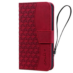 Custodia Portafoglio In Pelle Cover con Supporto HF2 per Apple iPhone 15 Pro Rosso