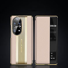 Custodia Portafoglio In Pelle Cover con Supporto JB2 per Huawei P50e Oro