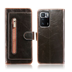 Custodia Portafoglio In Pelle Cover con Supporto JDK per Xiaomi Redmi Note 10 Pro 5G Marrone