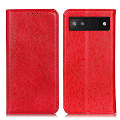 Custodia Portafoglio In Pelle Cover con Supporto K01Z per Google Pixel 6a 5G Rosso