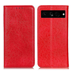 Custodia Portafoglio In Pelle Cover con Supporto K01Z per Google Pixel 7 Pro 5G Rosso