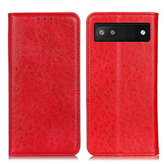 Custodia Portafoglio In Pelle Cover con Supporto K01Z per Google Pixel 7a 5G Rosso