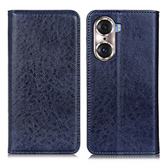 Custodia Portafoglio In Pelle Cover con Supporto K01Z per Huawei Honor 60 Pro 5G Blu