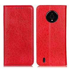 Custodia Portafoglio In Pelle Cover con Supporto K01Z per Nokia C200 Rosso