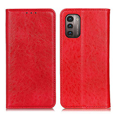 Custodia Portafoglio In Pelle Cover con Supporto K01Z per Nokia G21 Rosso