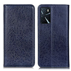 Custodia Portafoglio In Pelle Cover con Supporto K01Z per Oppo A16s Blu