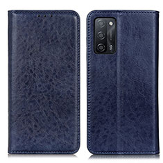 Custodia Portafoglio In Pelle Cover con Supporto K01Z per Oppo A53s 5G Blu