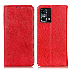 Custodia Portafoglio In Pelle Cover con Supporto K01Z per Oppo F21 Pro 4G Rosso