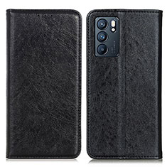 Custodia Portafoglio In Pelle Cover con Supporto K01Z per Oppo Reno6 5G Nero