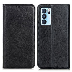 Custodia Portafoglio In Pelle Cover con Supporto K01Z per Oppo Reno6 Pro 5G India Nero