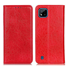 Custodia Portafoglio In Pelle Cover con Supporto K01Z per Realme C11 (2021) Rosso