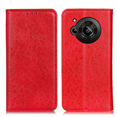 Custodia Portafoglio In Pelle Cover con Supporto K01Z per Sharp Aquos R7 Rosso