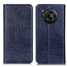 Custodia Portafoglio In Pelle Cover con Supporto K01Z per Sharp Aquos R7s Blu