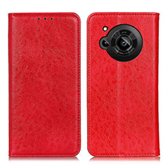 Custodia Portafoglio In Pelle Cover con Supporto K01Z per Sharp Aquos R7s Rosso