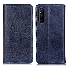 Custodia Portafoglio In Pelle Cover con Supporto K01Z per Sony Xperia 1 V Blu