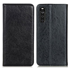 Custodia Portafoglio In Pelle Cover con Supporto K01Z per Sony Xperia 10 III Lite Nero