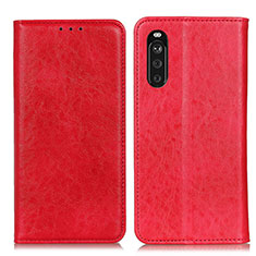 Custodia Portafoglio In Pelle Cover con Supporto K01Z per Sony Xperia 10 III SO-52B Rosso
