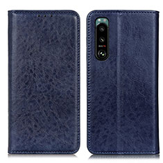 Custodia Portafoglio In Pelle Cover con Supporto K01Z per Sony Xperia 5 III SO-53B Blu