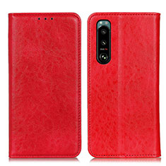 Custodia Portafoglio In Pelle Cover con Supporto K01Z per Sony Xperia 5 III SO-53B Rosso