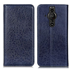 Custodia Portafoglio In Pelle Cover con Supporto K01Z per Sony Xperia PRO-I Blu