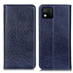 Custodia Portafoglio In Pelle Cover con Supporto K01Z per Wiko Y52 Blu