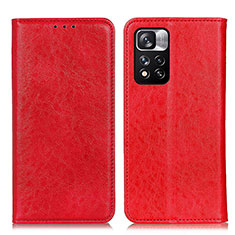 Custodia Portafoglio In Pelle Cover con Supporto K01Z per Xiaomi Mi 11i 5G (2022) Rosso