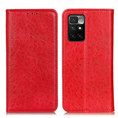 Custodia Portafoglio In Pelle Cover con Supporto K01Z per Xiaomi Redmi 10 4G Rosso
