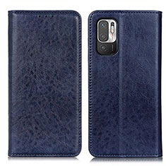 Custodia Portafoglio In Pelle Cover con Supporto K01Z per Xiaomi Redmi Note 10 5G Blu