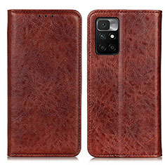 Custodia Portafoglio In Pelle Cover con Supporto K01Z per Xiaomi Redmi Note 11 4G (2021) Marrone