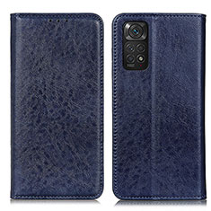 Custodia Portafoglio In Pelle Cover con Supporto K01Z per Xiaomi Redmi Note 11 4G (2022) Blu